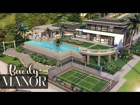 BEVERLY MANOR || 3 Bdr + 5 Bth, Pools, Fitness, Tennis Court || The Sims 4: Speed Build