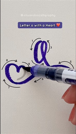 How to Write Letter O with a Heart ❤️ Brush Lettering Tutorial #nhuandaocalligraphy