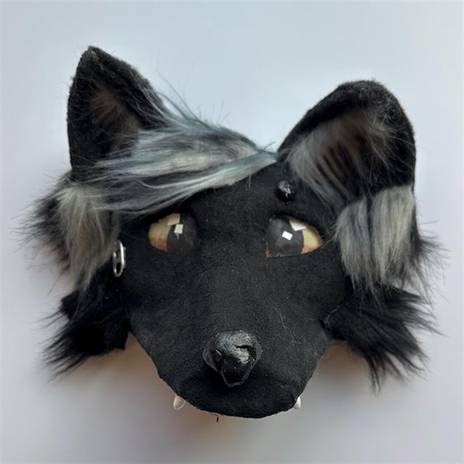Black Wolf/dog Mask Fully Lined, Posable Ears, and Partially Furred - Etsy