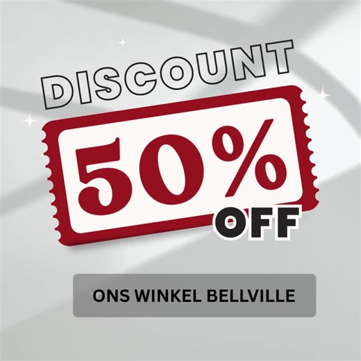 Come to Ons Winkel Bellville we have 50% off on all items instore today only! Visit us c/n Avondale & John X Merriman street - Bellville