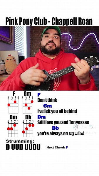 How to play 'Pink Pony Club' by #chappellroan with this easy Ukulele Play Along video 🎸 #pinkponyclub #ukulele #ukuleletiktok #ukuleletutorial #youcanukewithus