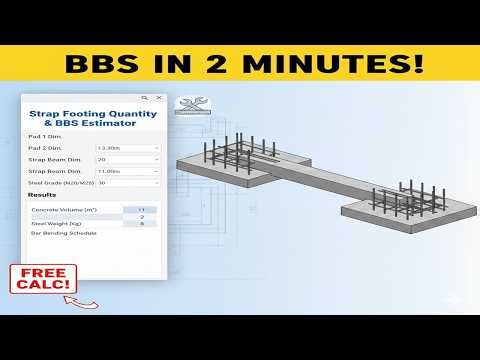 How to Calculate Strap Footing Quantity & Bar Bending Schedule (BBS) | RCC Estimation