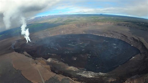 Aerial footage captures tephra spread after Kilauea volcano eruption