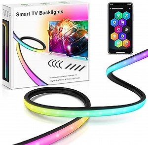 Smart TV LED Backlight, Flowing Color Changing TV Light Strip, 16.4ft TV Lights Behind 55-70in Monitor, Works with Alexa and Google, Music Sync, WiFi and App Control, LED Lights for Gaming Room Decor