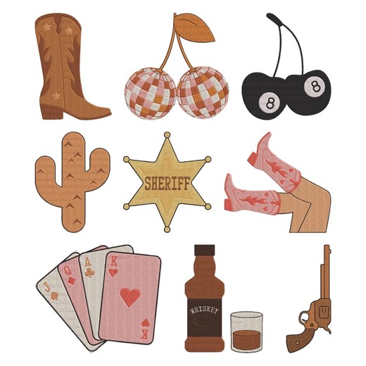 Western Cowgirl Embroidery Design, Cowboy Boots Sheriff Machine Embroidery File, 9 Design, 7 Size, Instant Download - Etsy