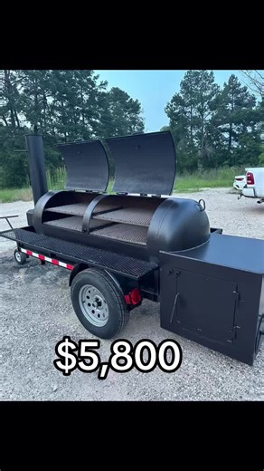 250 gallon on a 5x8 trailer-$5800 This unit consist of a 250 gallon tank for the main cooking chamber with 2 slide out racks in each door. The massive 8” stack is coupled with a smoke collector to very efficiently improve the flow. The firebox is 30x30 made out of 1/4” plate with a liver and two dampeners on the back for easy fire management. All of this sits on a custom built 5x8 trailer designed to be light weight and to pull like a breeze. $5,800 Located in Clarksville TN #bbqpit #pitmaster #