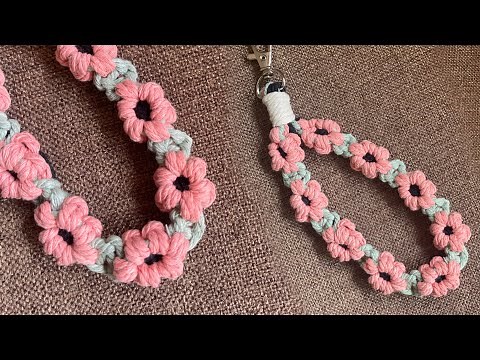 DIY Macrame Flower Wristlet Keychain Tutorial