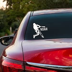 Player of Baseball Decor for Boys Room with Name Sign - Baseball Player in Movement Drawing Personalized Decals - Player of Baseball Wall Decals with Name