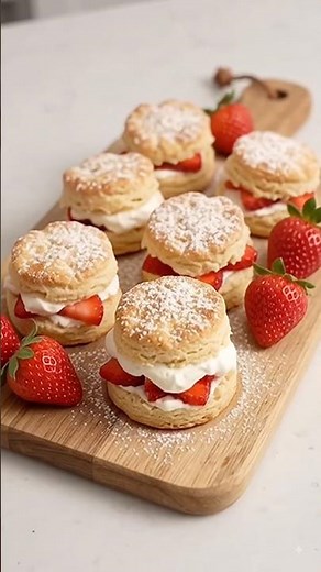 These Tiny Strawberry Shortcakes Are Too Cute To Eat 🍓 #miniaturecooking #viral #shorts