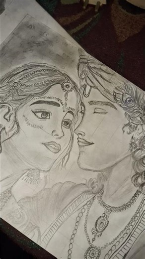 RadhaKrishna Drawing shree💌✍️ krishna Anime drawing #shorts #krishna #radhakrishna #art