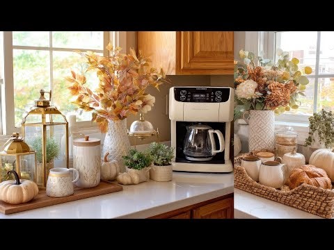 Fall Kitchen Makeover on a Budget | Rustic Coffee Bar & Cozy Fall Decor Hacks