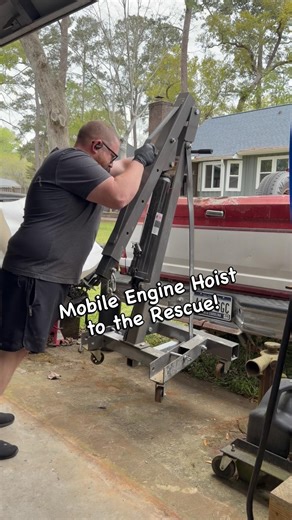 Using my mobile engine hoist to move my new power hammer #tools #mechanic #equipment nt