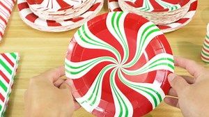 Jectivs Christmas Candy Cane Party Plates Supplies,Christmas Disposable Tableware Peppermint Swirl Red Green Paper Plate Napkins Cup Knives Spoon Fork New Year Christmas Holiday Party Decor Serve 25