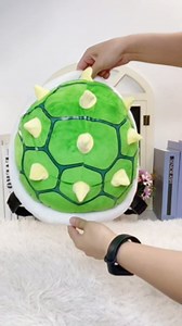 Green Spiked Turtle Shell Backpack Plush Round Novelty Costume Bag Lightweight Compact for Cosplay Festival Party (Classic Shell)