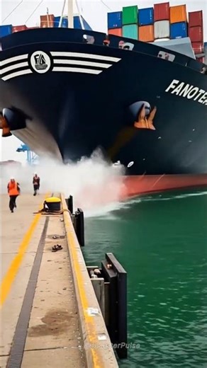 HUGE SHIP COLLISION! Container Ship Smashes Into Pier! #shorts