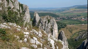 Amazing view of Turda Gorge (Cheile Turzii) natural reserve with marked trails for hikes on Hasdate river. Location: near Turda close to Cluj-Napoca, in Transylvania, Romania, Europe