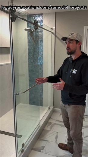 Stunning Walk-In Shower Transformation with Waterfall Ceiling Showerhead #shorts