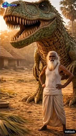 Poor Grandpa Built a Giant Bamboo Dinosaur 🦖 | VoltSoch #shortsvideo