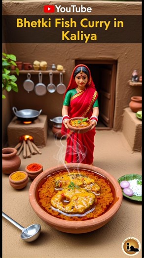 Miniature Doll Bhetki Mach Kaliya Cooking ASMR | Indian Village Tiny Kitchen Recipe