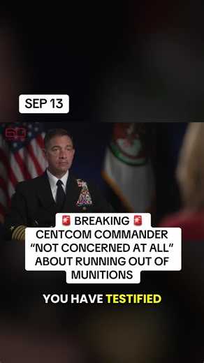 (SEPTEMBER 13): Admiral Brad Cooper, the commander leading US forces in the war with Iran, told 60 Minutes’ Norah O’Donnell he’s “not concerned at all” about a munitions shortage to defend against Iranian missile and drone attacks — despite reports that Gulf allies and even US stockpiles have faced strain from the sustained pace of interceptor use over the past six months.