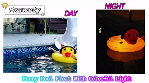 Amazon.com: Fxswety Inflatable Duck Pool Float with Colorful Lights, LED Color Changing Giant Rubber Duck Swim Tube Rings, 42'' Large Pool Beach Floaties Floaty Funny Summer Pool Float for Adults 2Pcs