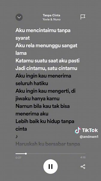 Tanpa Cinta - Yovie & Nuno #yovieandnuno #tanpacinta #liriklagu #spotifylyrics #spotify #version #fulllyrics #akuinginkaumenerimaseluruhhatiku #tanpacintayoviandnuno