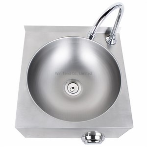 [Hot Item] Stainless Steel Knee Operated Kitchen Wash Basin Sink with Faucet