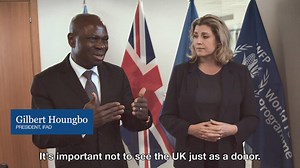 IFAD President Hougbo met with UK Secretary for Development Mordaunt, highlighting the importance of investing, not only to prevent a famine but to build things for the future. | International Fund for Agricultural Development (IFAD)