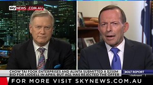 WATCH: Former Prime Minister Tony Abbott on AGL knocking back the offer made by Alinta for the sale of the Liddell power plant. On the Bolt Report, Sky News Australia. MORE: https://bit.ly/2s0uXbc | The Bolt Report