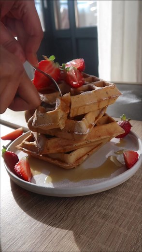 Plan you weekend breakfast with these amazing waffles! Recipe here: https://plantbasedonabudget.com/recipe/vegan-waffles/ | Plant-Based on a Budget