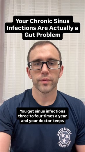 Dr. Strong on Instagram: "You get sinus infections 3-4 times a year and your doctor keeps giving you antibiotics. Your sinuses aren’t the problem—your gut is feeding the bacteria that keep infecting your face. Here’s the connection.80% of your immune system lives in your gut. When your gut is inflamed and full of bad bacteria, your immune system can’t fight infections anywhere in your body, especially your sinuses.Here are the 5 gut issues causing chronic sinus infections:Number 1 – Leaky gut al