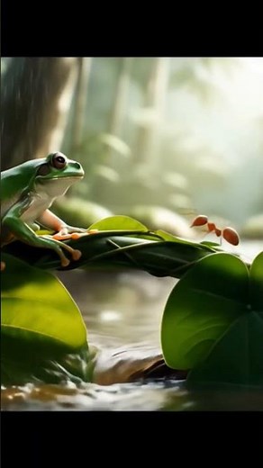 “The Great Leaf Bridge” Frog builds a leaf bridge from vines and lily pads to guide them across.