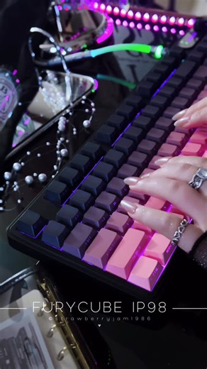 strawberryjam1986 on Instagram: "🖤 @furycube.official IP98 Membrane Keyboard Wired RGB(not HotSwap) 🩶Light Waterproof Side Print Letters 🩷Office Gaming Keyboard . . . . Is this your vibe? Getting addicted to keebs tapping sounds. Crazy obsessive satisfying keebs. #asmr #keyboardasmr #keyboard #customizedkeyboard #cutekeyboard #keyboardart #assemble #typing #mechanicalkeyboard #keycaps #keyboardbuild"