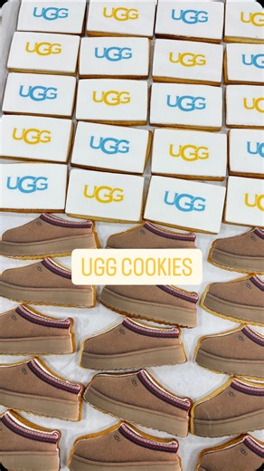 Better From Scratch on Instagram: "Customizing the cutest UGG cookies for todays event with donuts matching their colors! 💛🩵😍 The Cookie designs are ALL EDIBLE!!!"