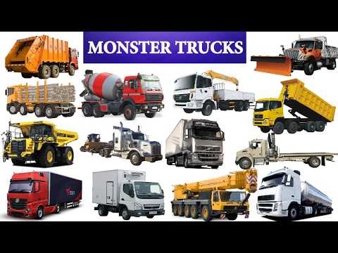 Vehicles Name | Truck Names for Kids | Learn Monster trucks Name, Trucks with Pictures and Sounds |