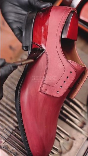 Gifennse Burgundy Derby Coloring Process | Handmade Leather Magic C #derby #shoes #handmade