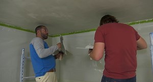 Watch as Mauro's Painting smooths over a textured ceiling using joint compound. | This Old House