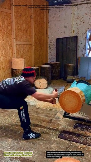 Manual Log Sawing | Cutting Wood with a Long Hand Saw