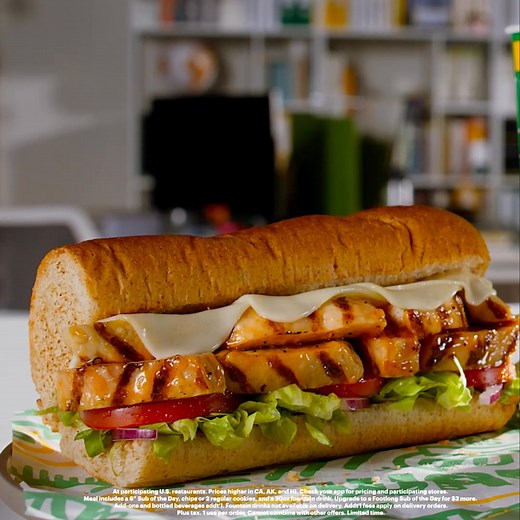 Get your 6” sub of the day, plus chips or two cookies, and a drink for $6.99. | Subway
