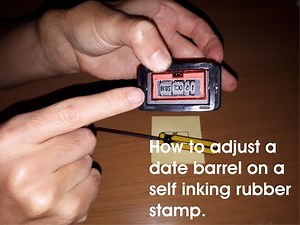 How to adjust a date barrel on a self inking rubber stamp. MaxStamp / Colop / Trodat / Shiny