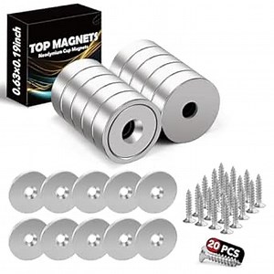 20LBS Rare Earth Magnets, Cabinet Magnets Matching Screws for Cabinet Doors,25 Pack Neodymium Magnets with Iron Sheets for Tool Room, Mounting, Magnetic Door Catch - 0.63x0.19inch