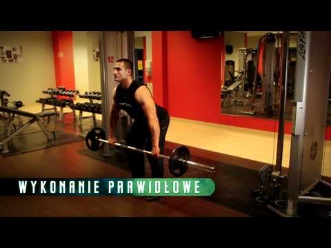 Trening pleców - wiosłowanie sztangą nachwytem - Atlas Ćwiczeń SFD