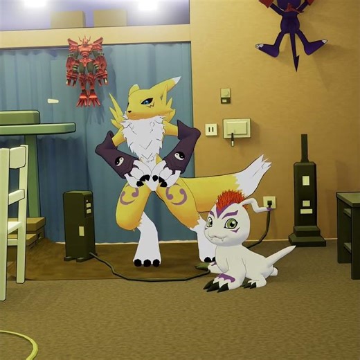 Renamon pets Gomamon then dances #digimon #デジモン #fanart #furry #memes #animeart #animation