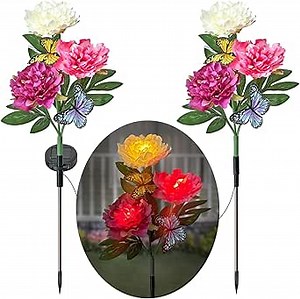 Peony Path Lights Solar Garden Decorative Lights Outdoor Access Lighting Landscape Path Lights Set of 2