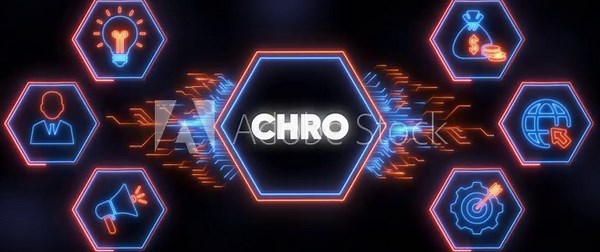 CHRO Chief Human Resources Officer role with business icons in neon CHRO personnel