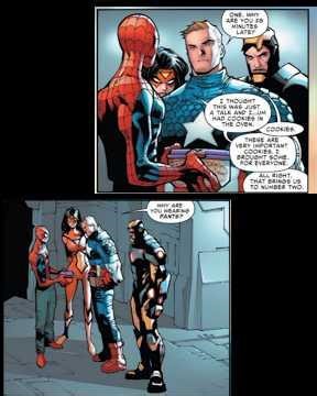 Spider-man wearing his spider-pants