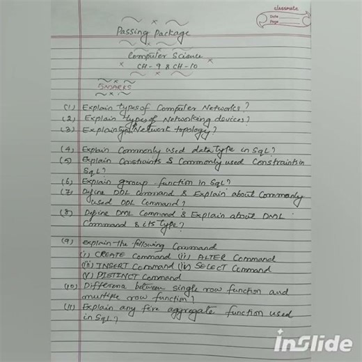 II PUC (Computer science) Passing package(important question) for II Term Test