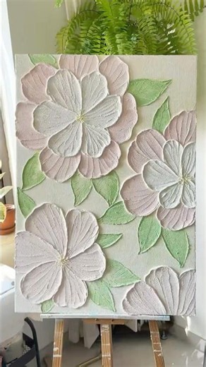Soft Pink White Floral Painting Process for Bedroom Decor