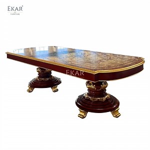 [Hot Item] Classic Hand Carved Long Dining Table Set 12 Seat Dining Table