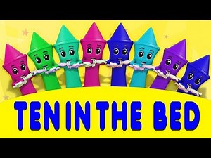 十在床上 | 学习数字 | 儿童诗 | Crayons Nursery Rhymes | Ten In The Bed | Farmees China | 儿童漫画和婴儿歌曲